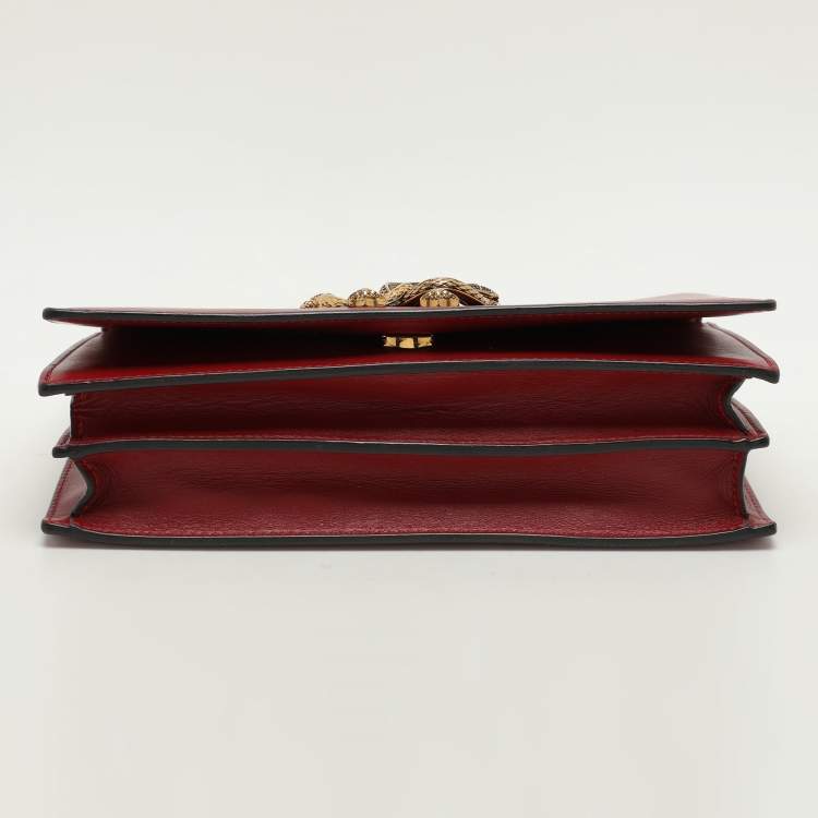 Pre Owned Roberto Cavalli Red Leather RC Monogram Flap Chain Bag
