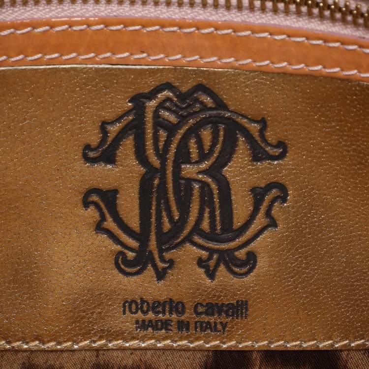 Pre Owned Roberto Cavalli Multicolor Python and Canvas Tassel Shoulder Bag