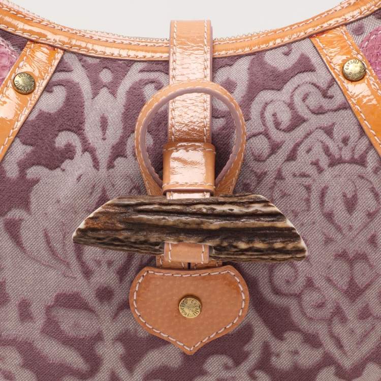 Pre Owned Roberto Cavalli Multicolor Python and Canvas Tassel Shoulder Bag