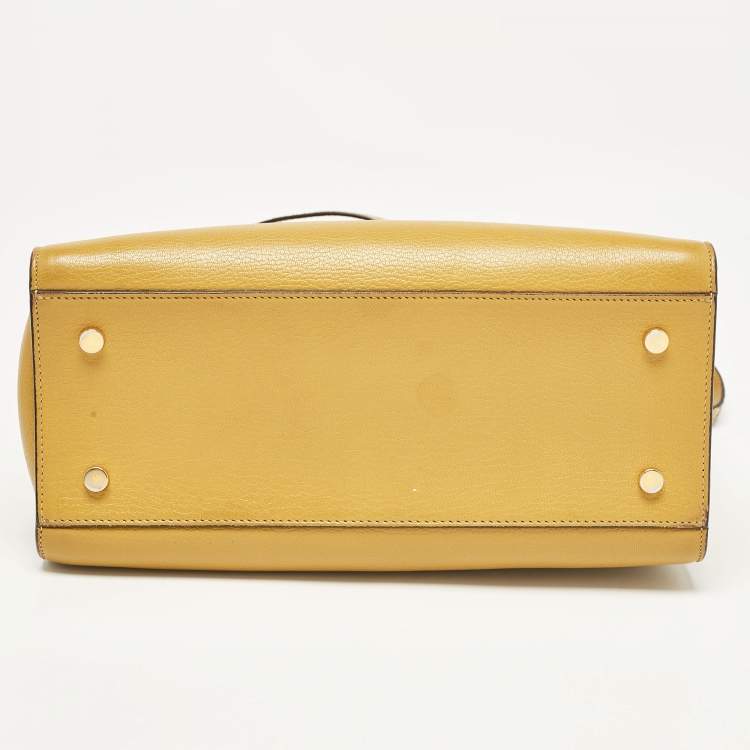 Pre Owned Roberto Cavalli Yellow Leather and Python Lion Logo Tote