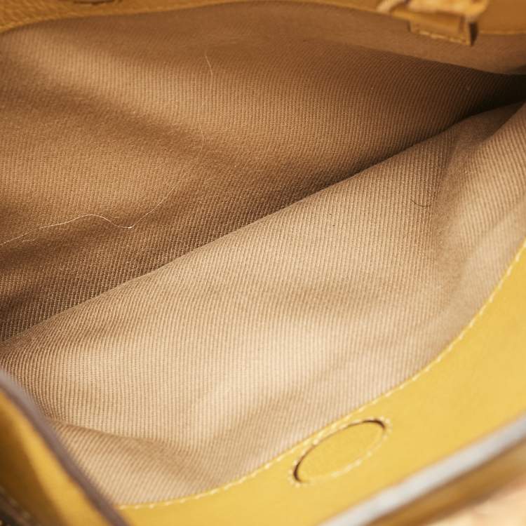Pre Owned Roberto Cavalli Yellow Leather and Python Lion Logo Tote