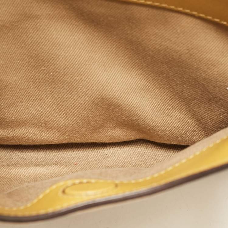 Pre Owned Roberto Cavalli Yellow Leather and Python Lion Logo Tote
