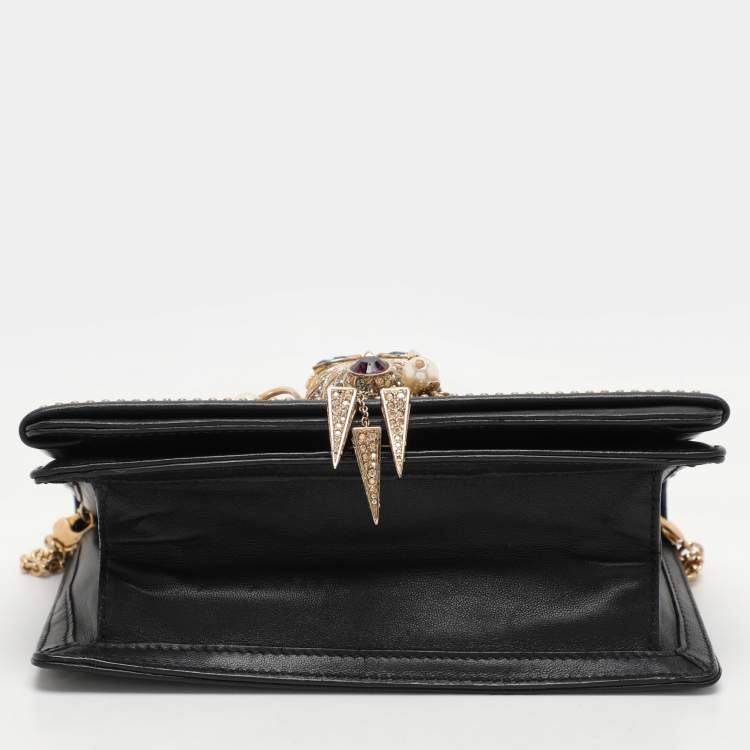 Pre Owned Roberto Cavalli Black Leather Chain Clutch