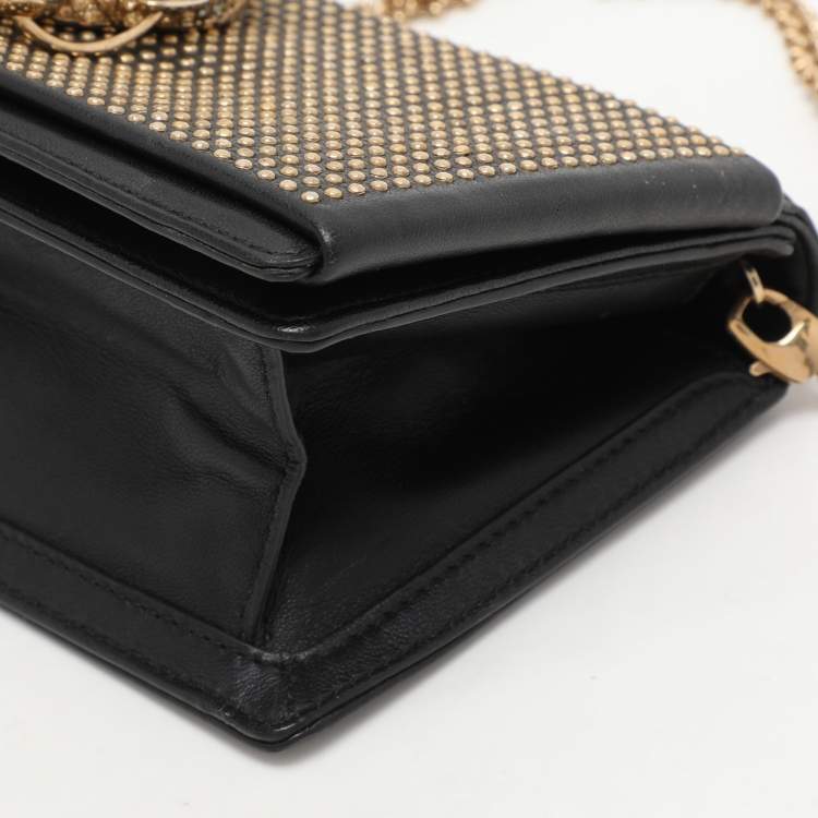 Pre Owned Roberto Cavalli Black Leather Chain Clutch