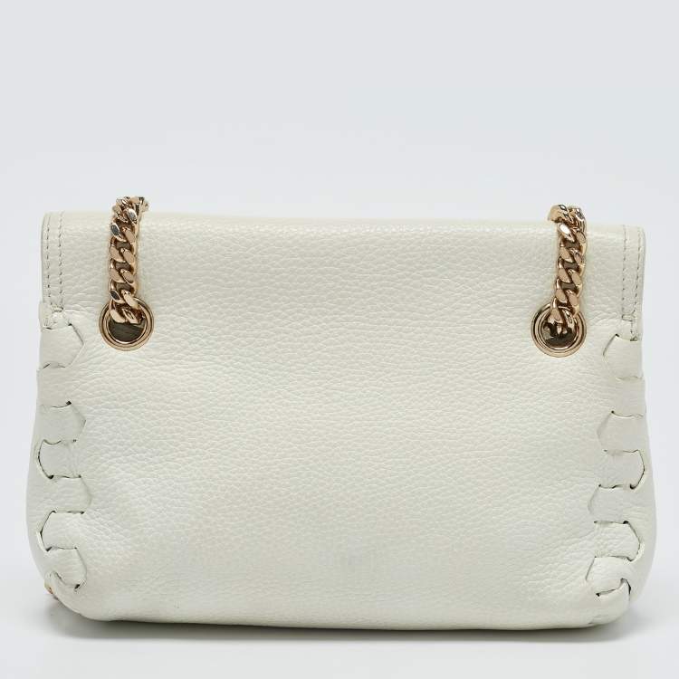 Pre Owned Roberto Cavalli White Leather Chain Shoulder Bag