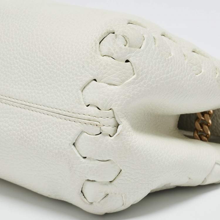 Pre Owned Roberto Cavalli White Leather Chain Shoulder Bag