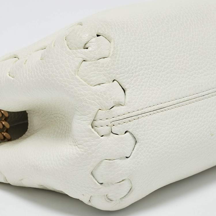 Pre Owned Roberto Cavalli White Leather Chain Shoulder Bag