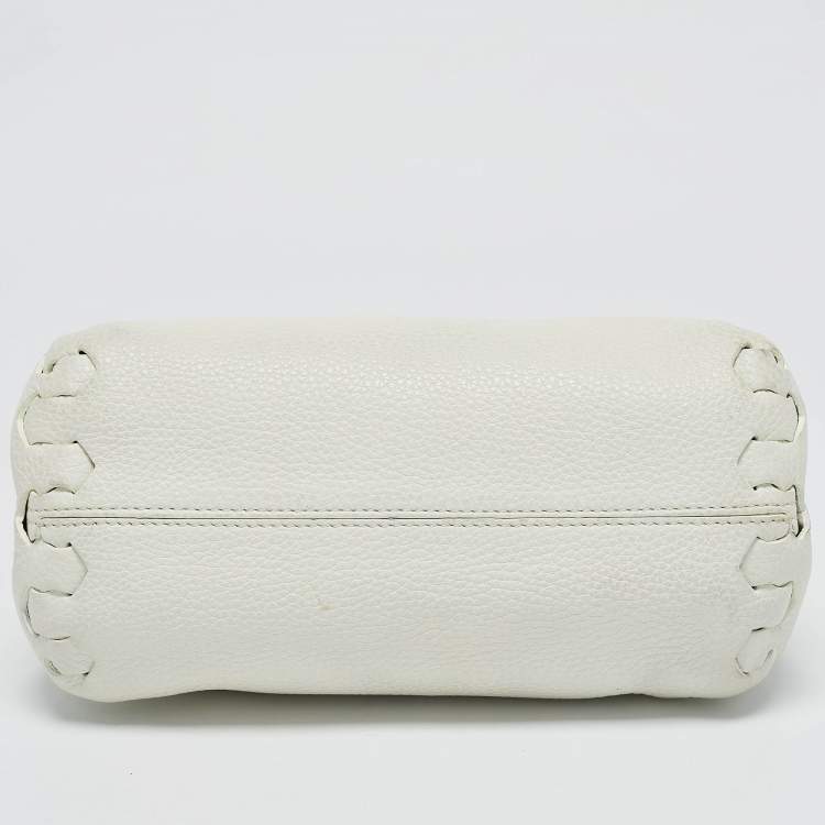 Pre Owned Roberto Cavalli White Leather Chain Shoulder Bag