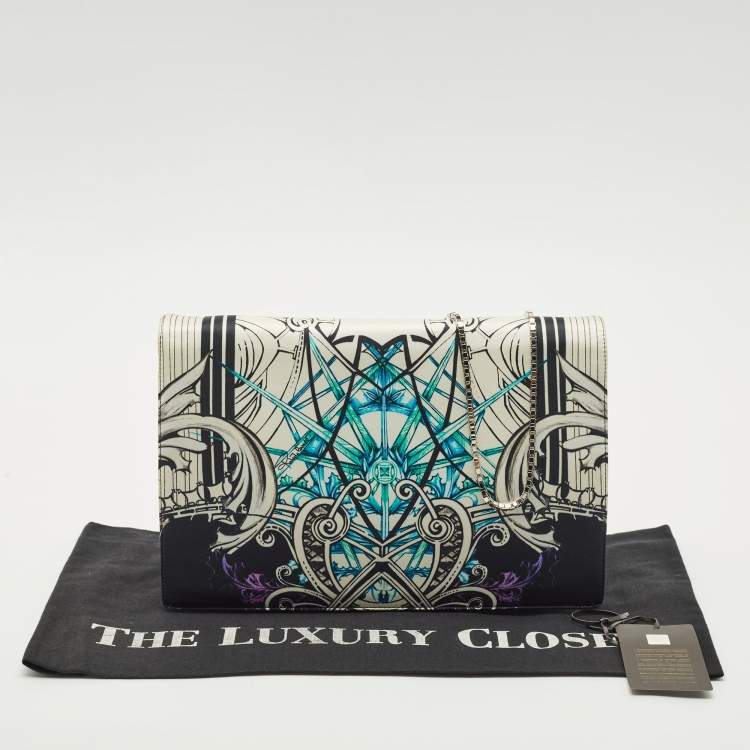 Pre Owned Roberto Cavalli Multicolor Printed Satin Chain Clutch