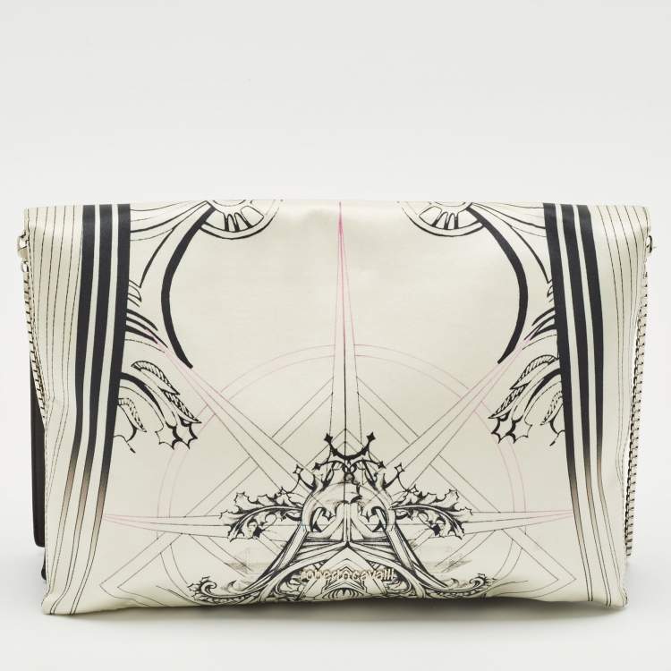 Pre Owned Roberto Cavalli Multicolor Printed Satin Chain Clutch