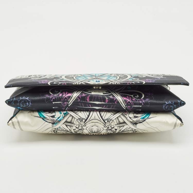 Pre Owned Roberto Cavalli Multicolor Printed Satin Chain Clutch