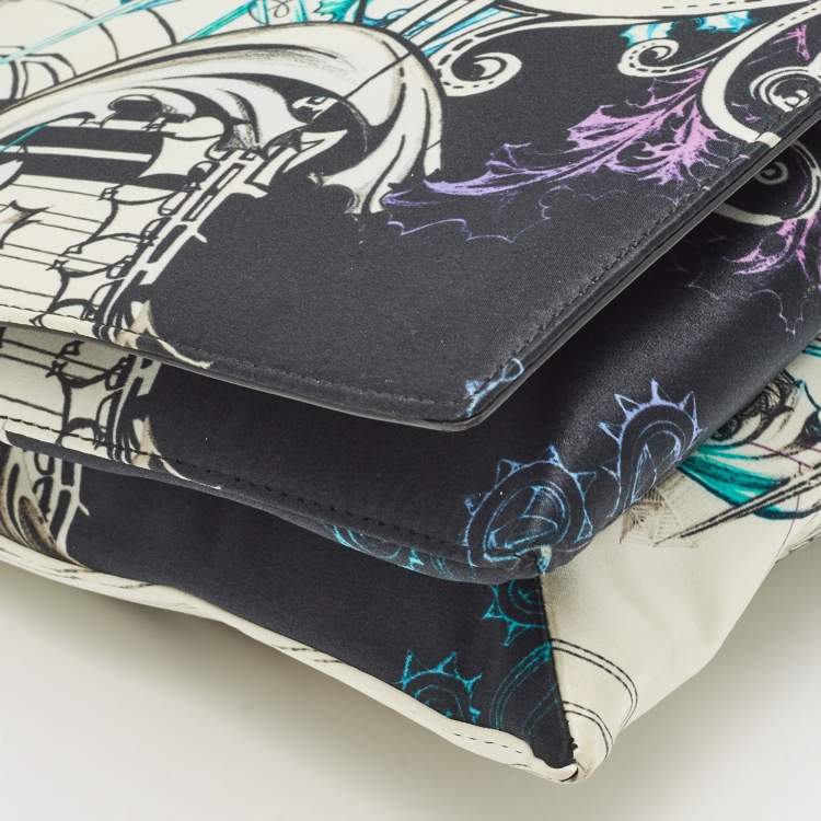 Pre Owned Roberto Cavalli Multicolor Printed Satin Chain Clutch