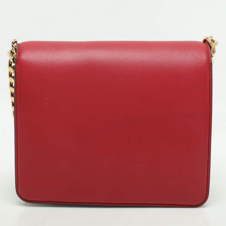 Pre Owned Roberto Cavalli Red/Black Leather Embellished Shoulder Bag