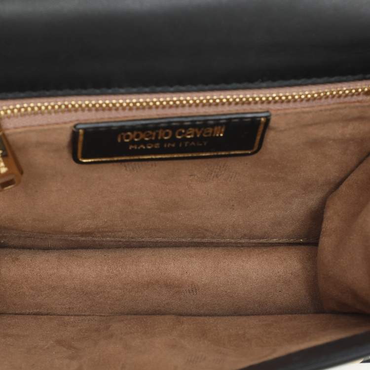 Pre Owned Roberto Cavalli Red/Black Leather Embellished Shoulder Bag