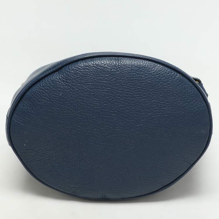 Pre Owned Roberto Cavalli Blue Leather Bucket Bag