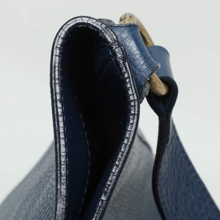 Pre Owned Roberto Cavalli Blue Leather Bucket Bag