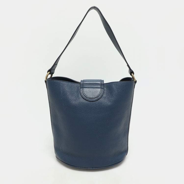 Pre Owned Roberto Cavalli Blue Leather Bucket Bag