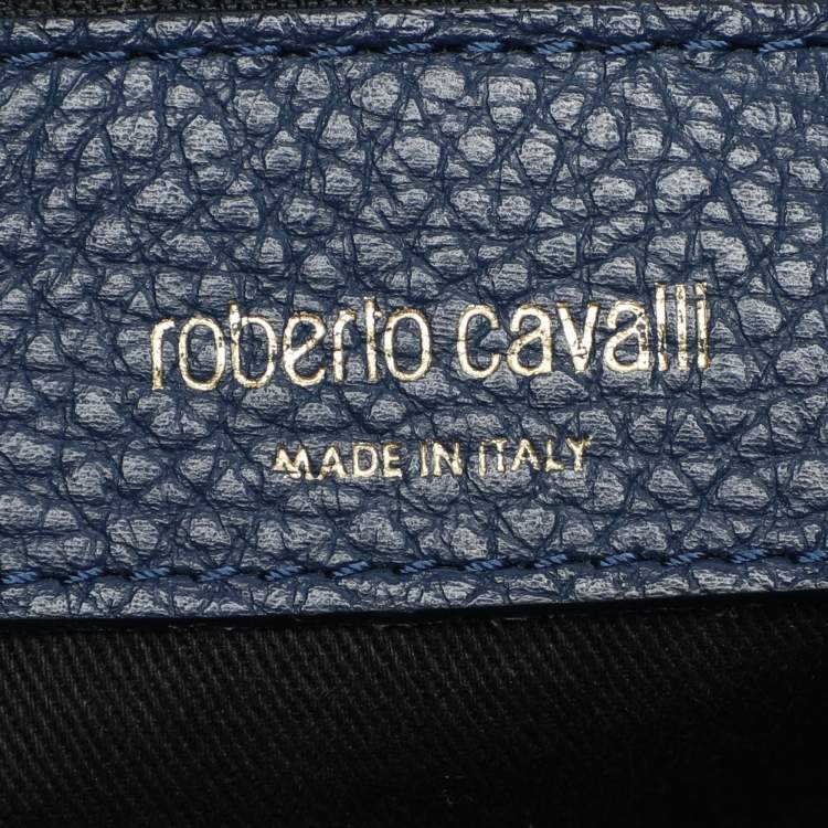 Pre Owned Roberto Cavalli Blue Leather Bucket Bag