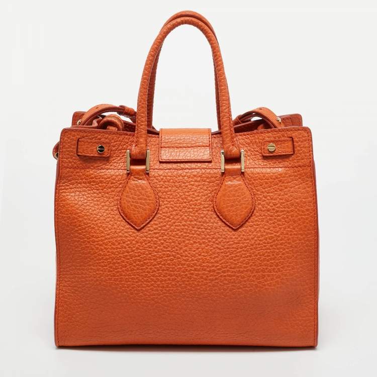 Pre Owned Roberto Cavalli Orange Leather Florence Tote