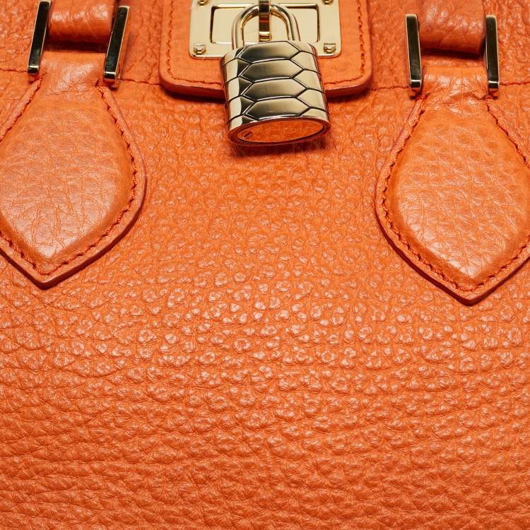 Pre Owned Roberto Cavalli Orange Leather Florence Tote