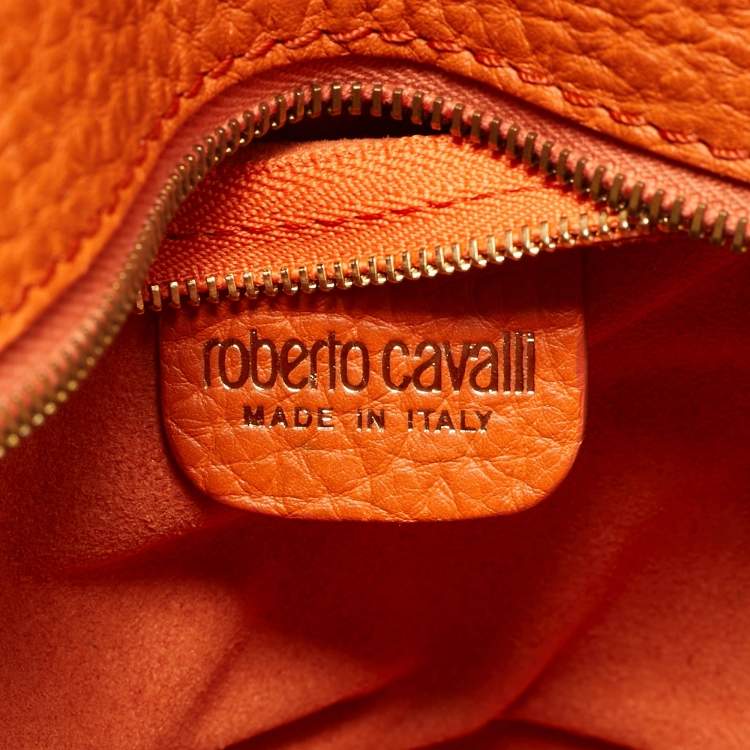 Pre Owned Roberto Cavalli Orange Leather Florence Tote