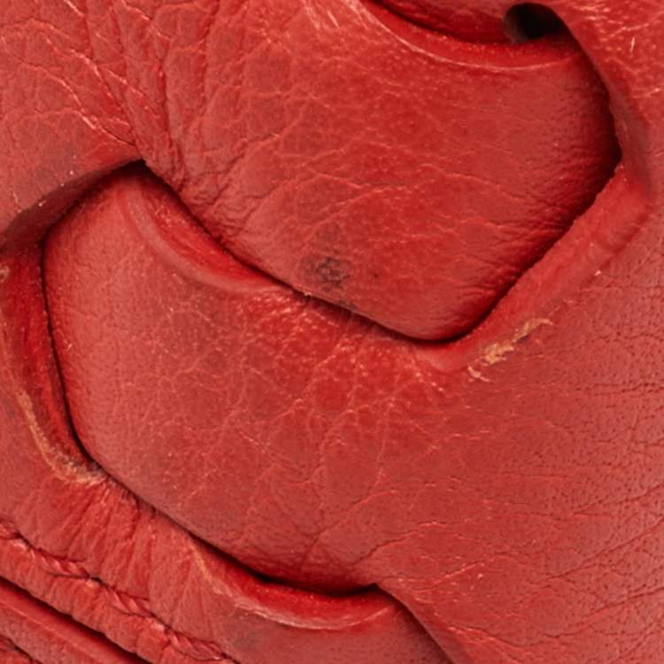 Pre Owned Roberto Cavalli Bright Red Leather Regina Chain Shoulder Bag