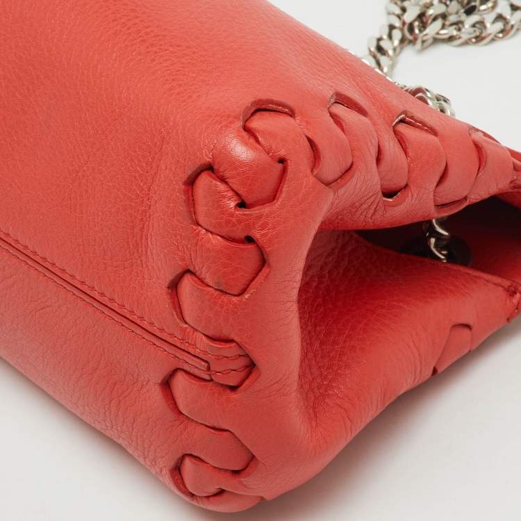 Pre Owned Roberto Cavalli Bright Red Leather Regina Chain Shoulder Bag
