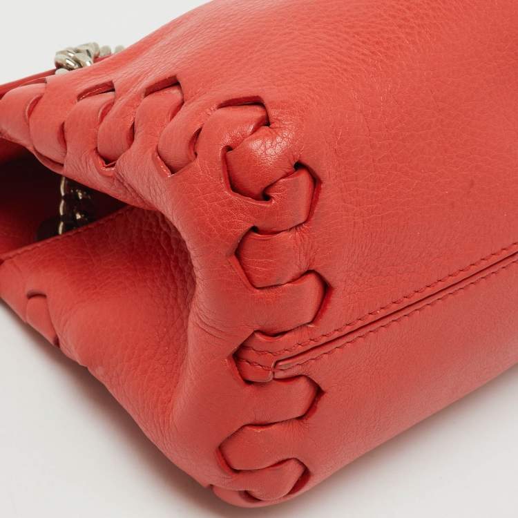 Pre Owned Roberto Cavalli Bright Red Leather Regina Chain Shoulder Bag