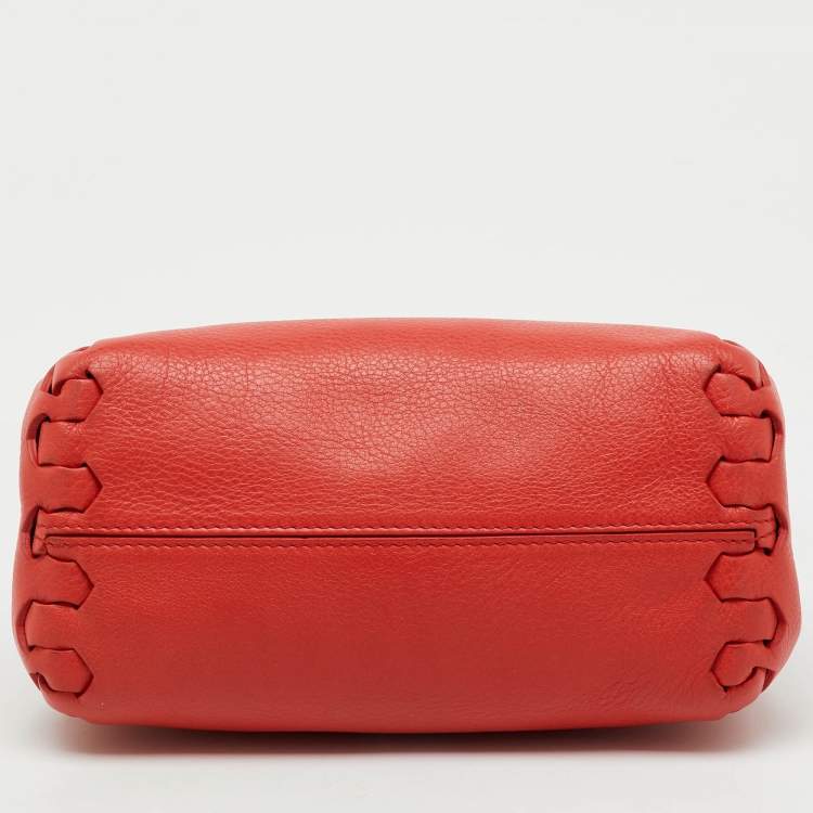 Pre Owned Roberto Cavalli Bright Red Leather Regina Chain Shoulder Bag