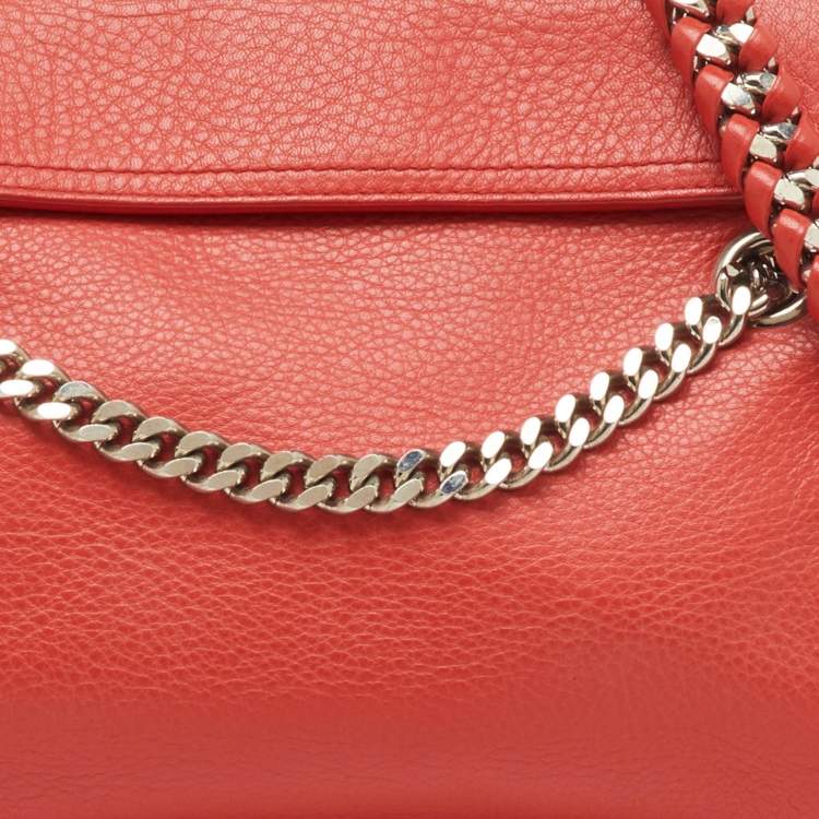 Pre Owned Roberto Cavalli Bright Red Leather Regina Chain Shoulder Bag