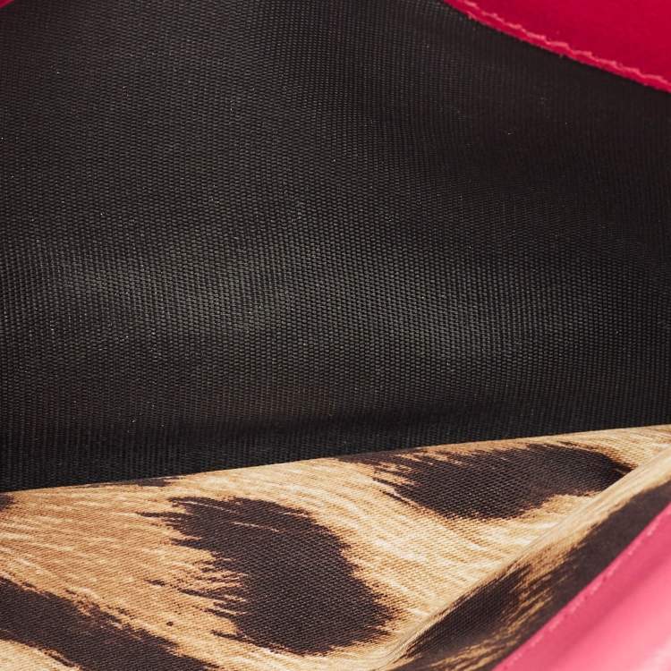 Pre Owned محفظة بسلسلة روبerto cavalli جلد وردي مرصعة