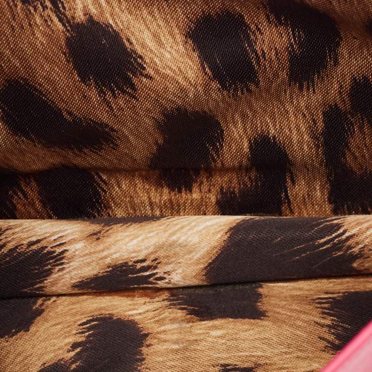 Pre Owned محفظة بسلسلة روبerto cavalli جلد وردي مرصعة