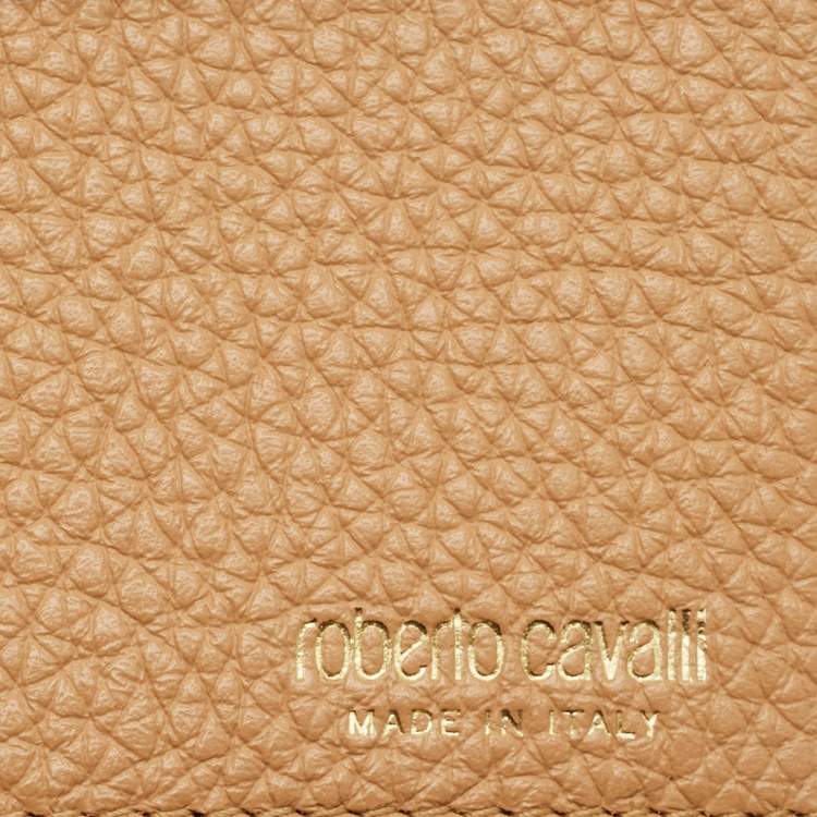 Pre Owned Roberto Cavalli Beige Leather Wallet on Chain