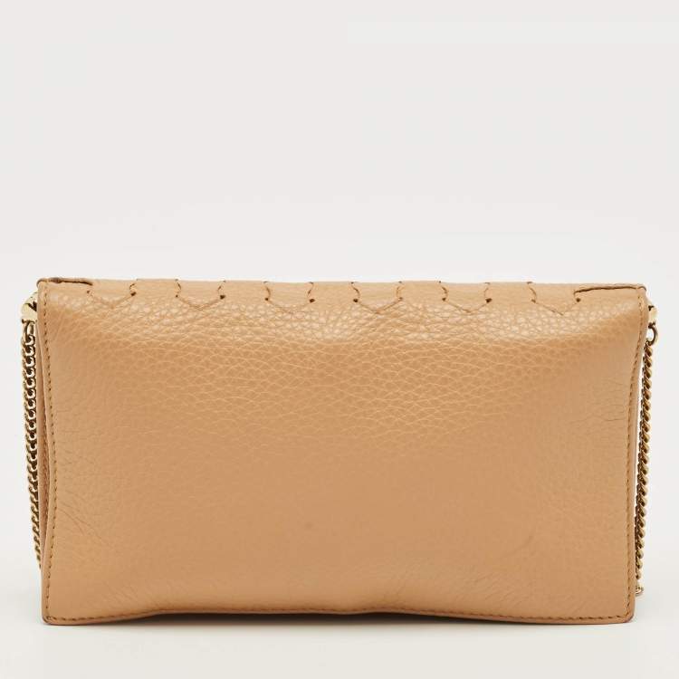 Pre Owned Roberto Cavalli Beige Leather Wallet on Chain