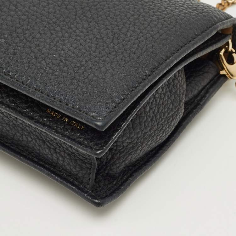 مملوكة مسبقًا محفظة بسلسلة روبerto cavalli جلد أسود بغطاء