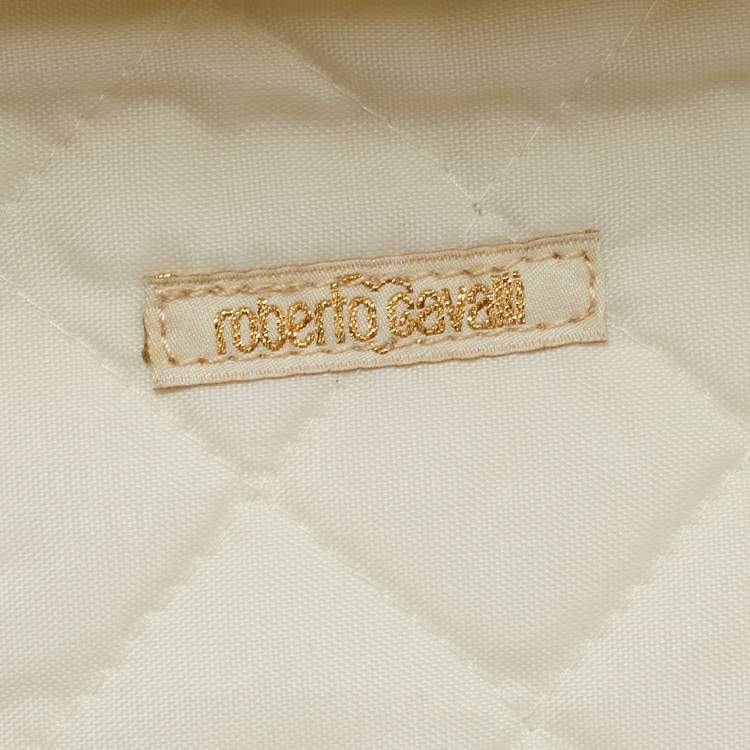 Pre Owned حصيرة تغيير حفاضات محمولة روبرتو كافالي قماش بطبعة فهد بني/بيج