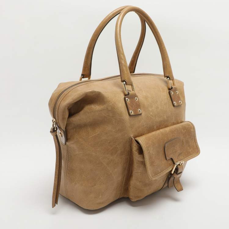 Pre Owned Roberto Cavalli Beige Leather Satchels