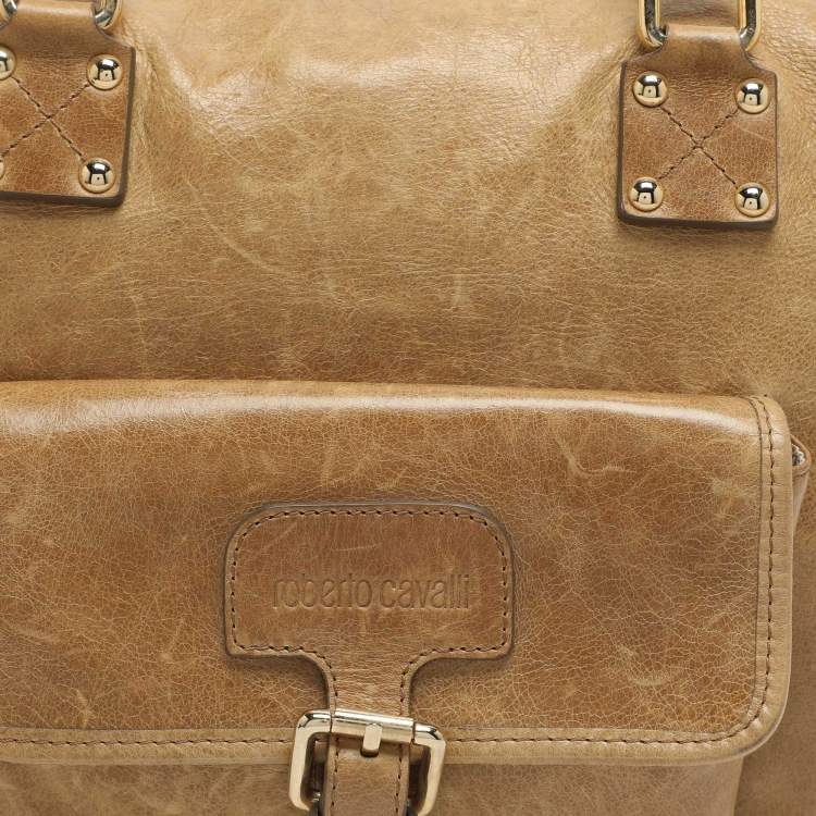 Pre Owned Roberto Cavalli Beige Leather Satchels