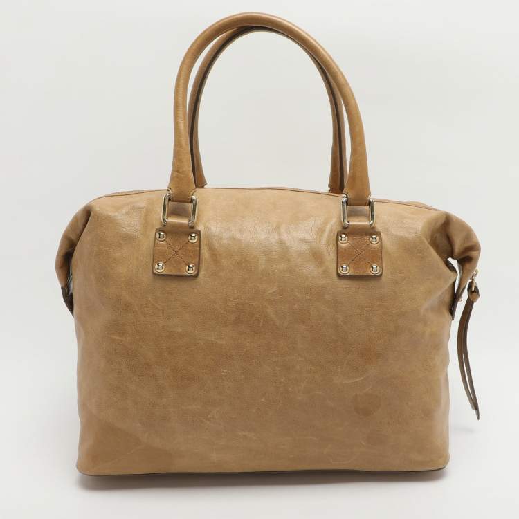 Pre Owned Roberto Cavalli Beige Leather Satchels