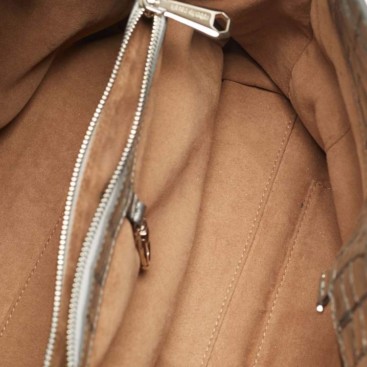 Pre Owned Roberto Cavalli Silver Alligator Chain Flap Satchel