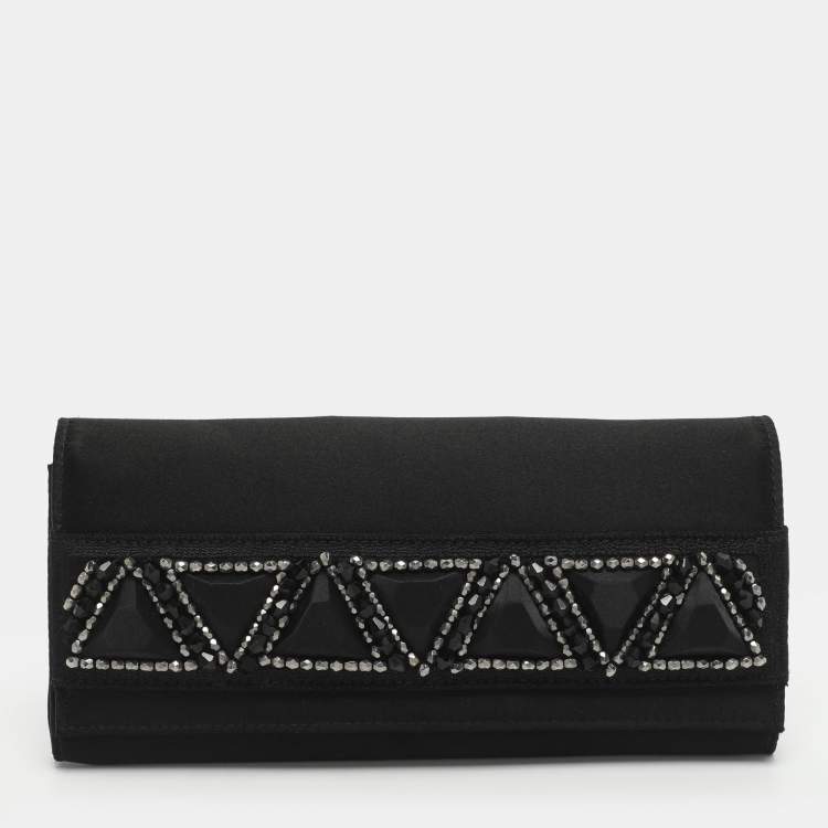 مملوكة مسبقًا Roberto Cavalli Black Satin Clutch