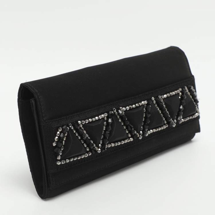 مملوكة مسبقًا Roberto Cavalli Black Satin Clutch