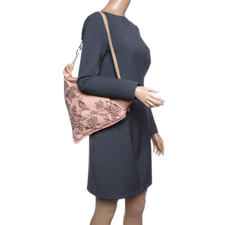 Pre Owned Roberto Cavalli Dusty Pink Leather Shoulder Bag