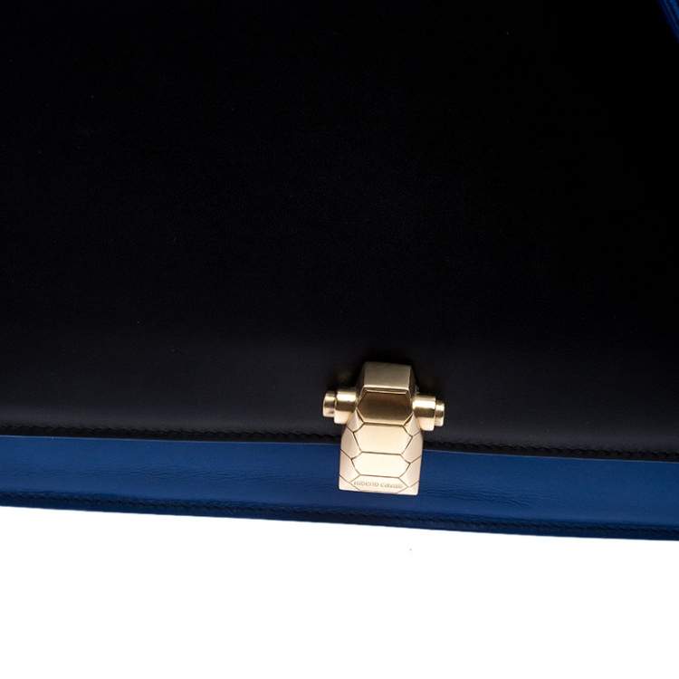 Pre Owned Roberto Cavalli Black/Blue Leather Hera Ayers Shoulder Bag