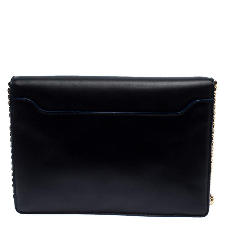 Pre Owned Roberto Cavalli Black/Blue Leather Hera Ayers Shoulder Bag