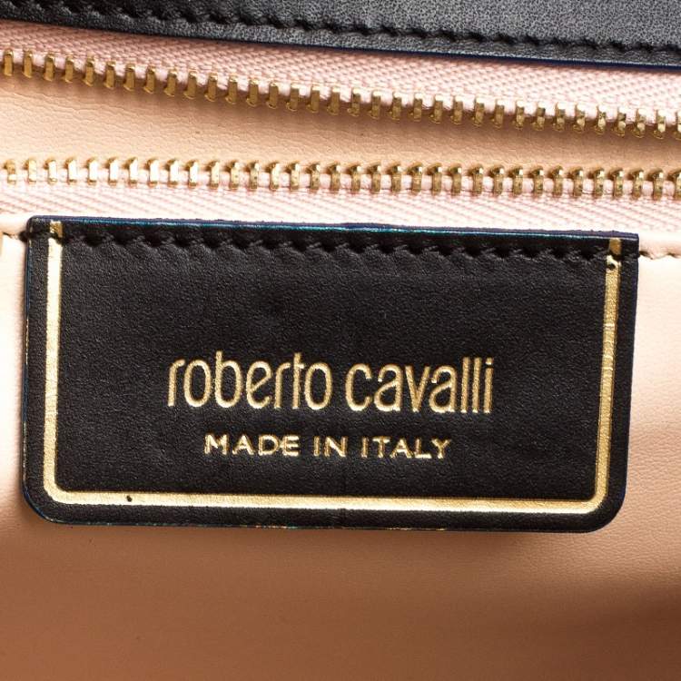 Pre Owned Roberto Cavalli Black/Blue Leather Hera Ayers Shoulder Bag