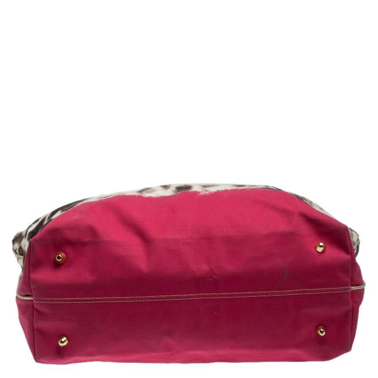 Pre Owned Just Cavalli Beige/Pink Printed Fabric Shopper Tote