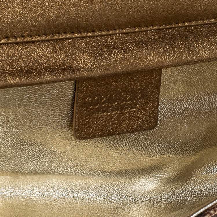 Pre Owned Roberto Cavalli Brown Leopard Print Satin and Leather Clutch