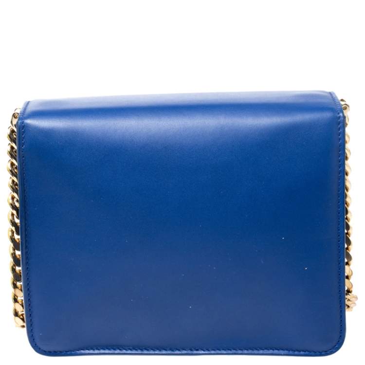 Pre Owned Roberto Cavalli Blue Leather Milano Flap Shoulder Bag