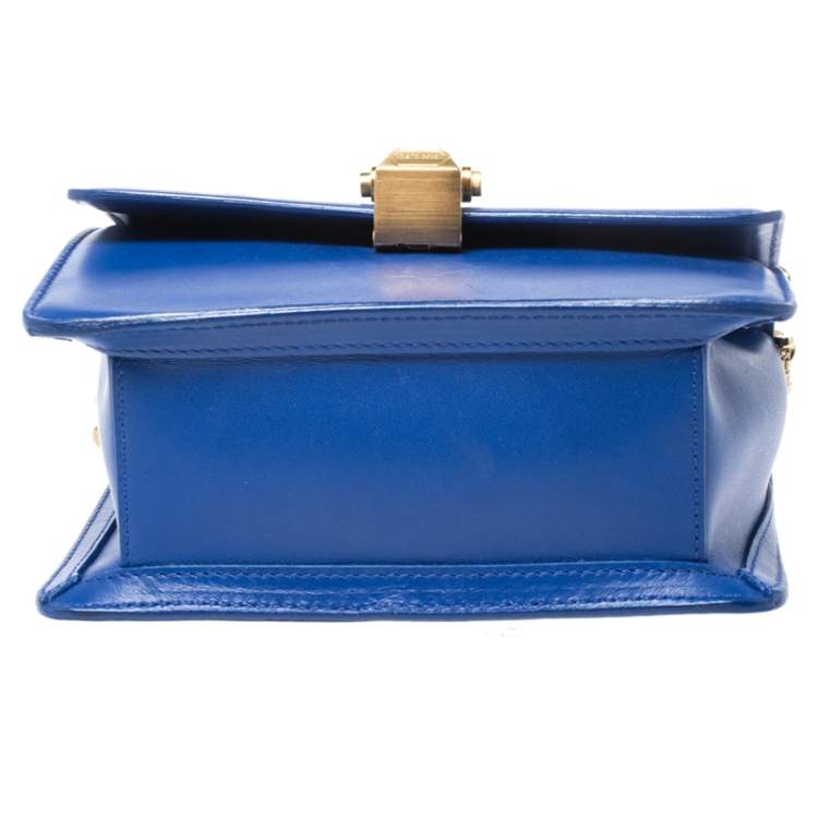 Pre Owned Roberto Cavalli Blue Leather Milano Flap Shoulder Bag